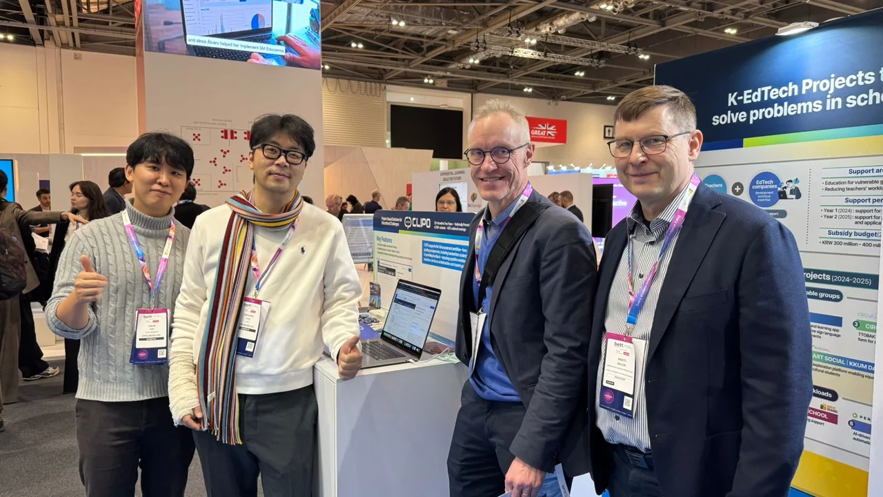 Educators at the CLIPO booth, BETT 2026.